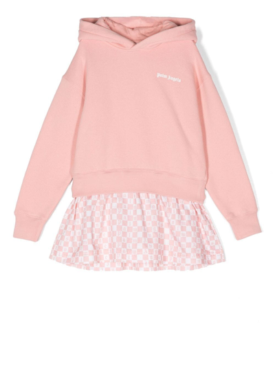 Palm Angels Kids' Hooded Long-sleeve Dress In Pink