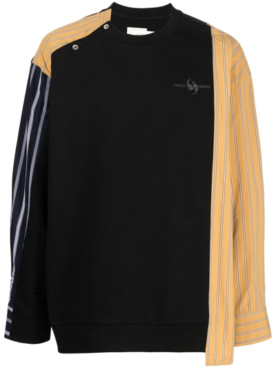 Feng Chen Wang Shirt-panelled Sweatshirt In Black