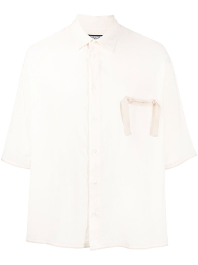 Jacquemus Embroidered-logo Short-sleeve Shirt In White