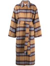 STAND STUDIO PLAID-CHECK PRINT BELTED COAT