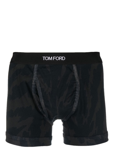 Tom Ford Logo裤腰四角裤 In Blue