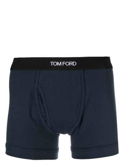 Tom Ford Logo-waist Boxers In Blue