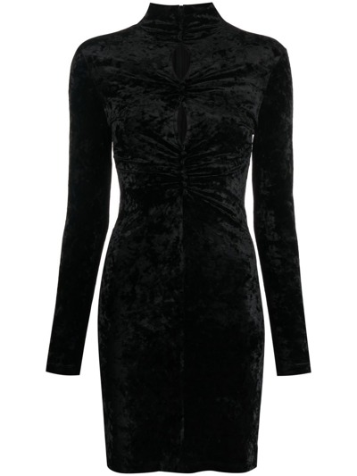Isabel Marant Long-sleeve Velvet-effect Dress In Black
