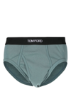 Tom Ford Logo-waistband Briefs In Green