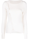 Jacquemus Asymmetric Ribbed Cardigan In White