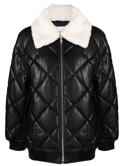 Stand Studio Diamond-quilted Faux-leather Jacket In Black