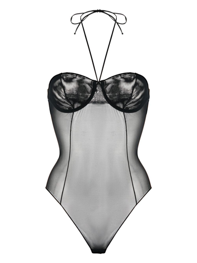 Oseree Mesh Halterneck Bodysuit