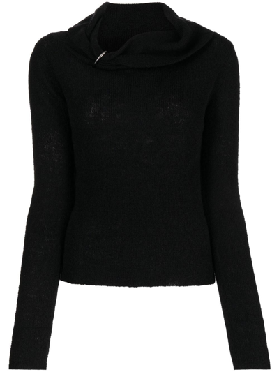 Tout A Coup Asymmetric Knitted Top In Black