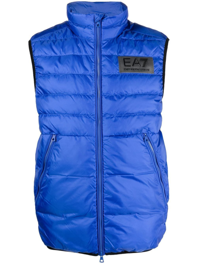 Ea7 Duck-feather Padded Gilet In Blue
