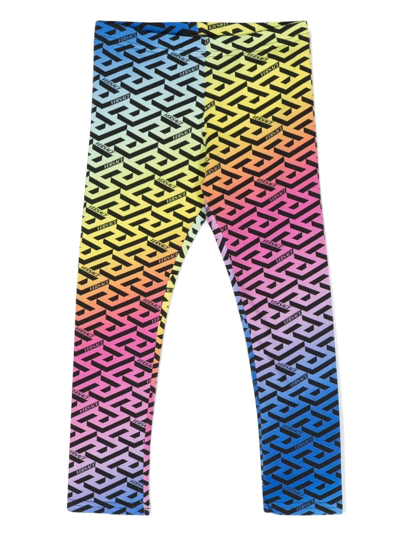 Versace Kids' Logo-print Trousers In Multicolor