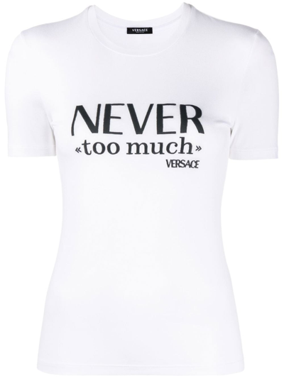 Versace Slogan-print Short-sleeve T-shirt In White
