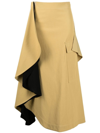 COLVILLE ASYMMETRIC DRAPED RUFFLE MIDI-SKIRT