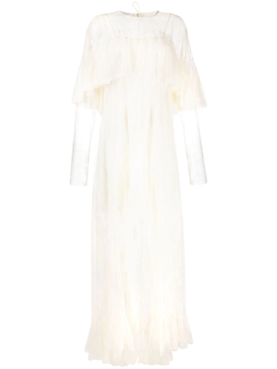 Philosophy Di Lorenzo Serafini Layered Lace Gown In White