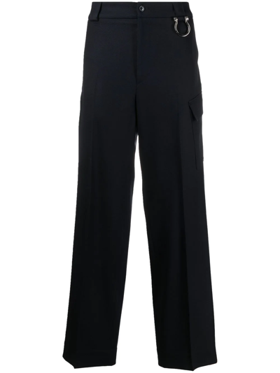 Paura Wide-leg Wool Trousers In Blue