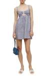 Reformation Noel Gingham Linen Minidress In Challah Check