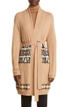 Max Mara Vanadio Belted Wool Blend Cardigan In Camel