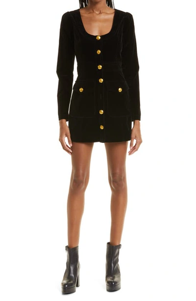 A.l.c Ivy Long Sleeve Stretch Velveteen Minidress In Black | ModeSens