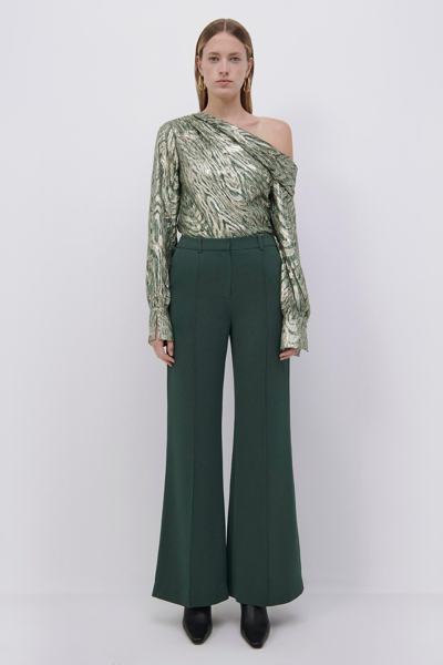 Jonathan Simkhai Leslie Bootcut Pant In Hunter Green