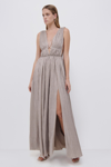 Jonathan Simkhai Plisse Lame Goddess Gown In Champagne