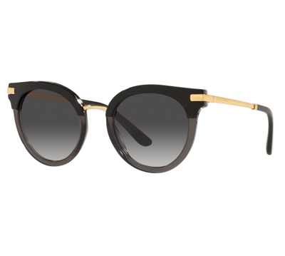 Dolce & Gabbana Light Grey Gradient Black Round Ladies Sunglasses Dg4394f 32468g 50 In Black / Grey