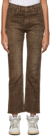 Golden Goose Faded Leopard-print Kick Flare Jeans In 81325 Leopard Tannin
