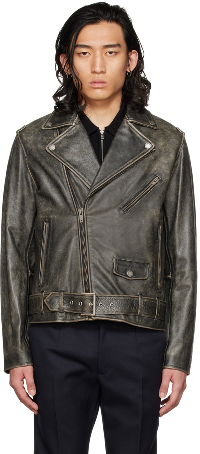 Golden Goose Golden Collection Leather Biker Jacket In Black