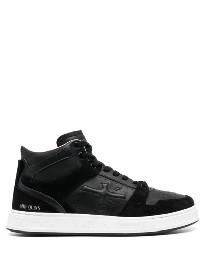Premiata Quinn High-top Leather Sneakers In Black