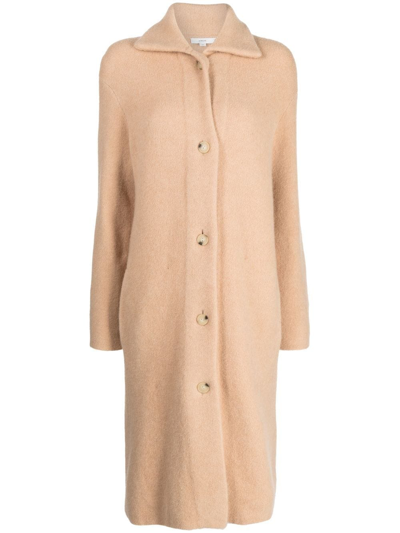 Vince Single-breasted Button-fastening Coat In Brown