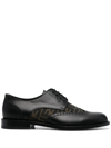 FENDI FF- PATTERN LEATHER DERBY SHOES