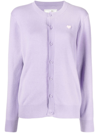 Chocoolate Fine-knit Cotton Cardigan In Purple