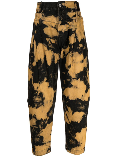 FENG CHEN WANG TIE-DYE DOUBLE-WAIST TAPERED TROUSERS