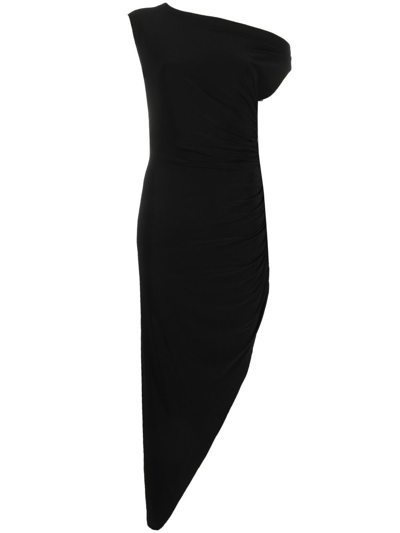 Norma Kamali Asymmetric Sleeveless Maxi Dress In Schwarz