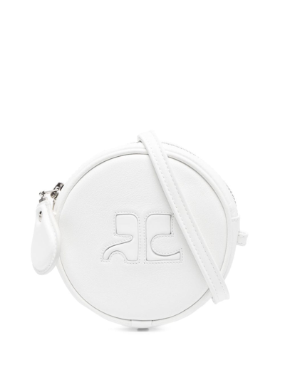 Courrèges Logo-plaque Shoulder Bag In Weiss