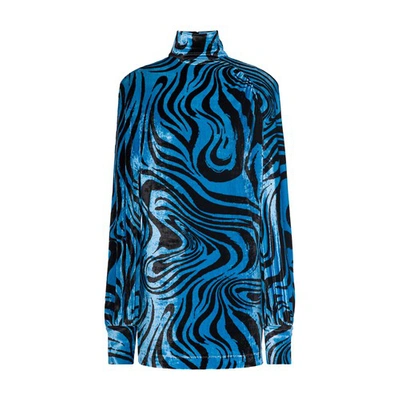 Philosophy Di Lorenzo Serafini Printed Viscose Velvet Mini Dress In Blu