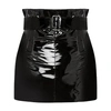 Philosophy Di Lorenzo Serafini Glossy Belted Mini Skirt With Side Slit In Black