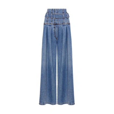 Philosophy Di Lorenzo Serafini Oversized Trousers In Stone Washed Denim In Blu