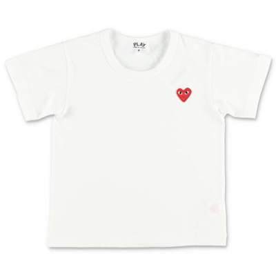 Comme Des Garçons Babies'  Play T-shirt Bianca In Jersey Di Cotone In White