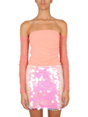 Helmut Lang Draped Boat Neck Top In Rosa
