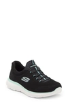 Skechers Women's Summits - Cool Classic Wide Width Athletic Walking Sneakers From Finish Line In Black/turquoise