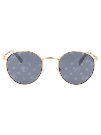 Chiara Ferragni Round Frame Sunglasses In Gold