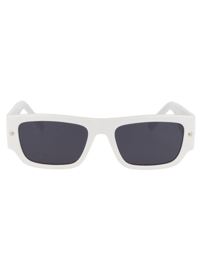Chiara Ferragni Rectangle Frame Sunglasses In White