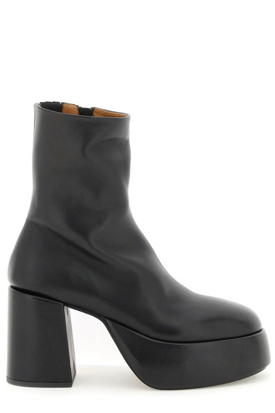 Marsèll Black 100 Platform Leather Ankle Boots