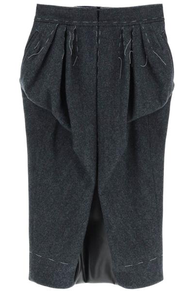 Maison Margiela Spliced Work-in-progress Midi Skirt In Grey