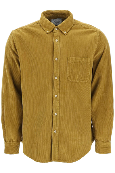 Portuguese Flannel Lobo Corduroy Shirt In Khaki Cotton