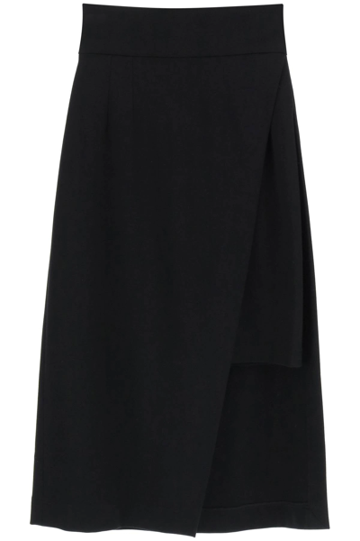 Dolce & Gabbana Side Slit Asymmetric Plain Skirt In Black