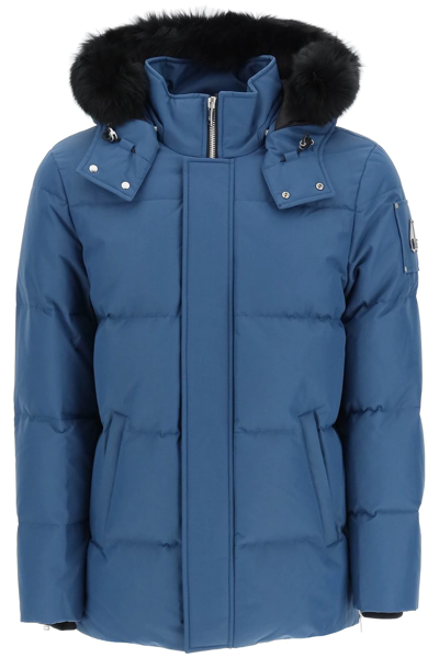 Moose Knuckles Fur-trimmed Cloud 3q Down-padded Jacket In Blue