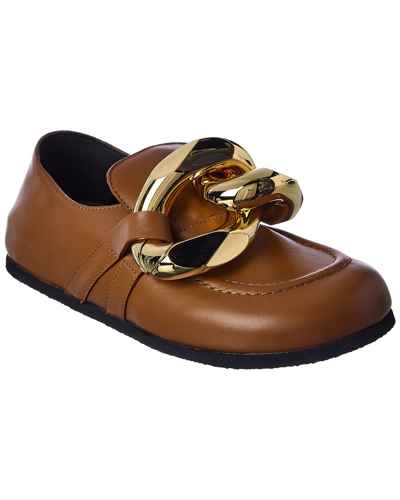 Jw Anderson Chain Leather Loafer In Brown