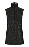 Dolce & Gabbana Dg-logo Roll-neck Tulle Blouse In Black