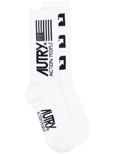 Autry Logo-print Ankle Socks In White