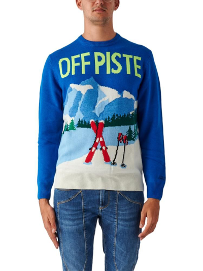 Mc2 Saint Barth Ski-print Wool-cashmere Blend Jumper In Multicolor